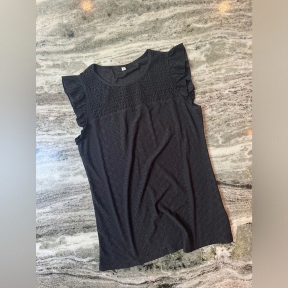 Black Flutter Sleeve Women’s Top - Elegant Everyday Style